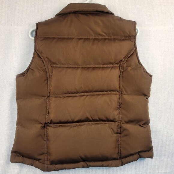 Good Goose Puffer Vest Goose Down Feather Medium Zip Pockets Brown Powder Blue - Picture 5 of 12
